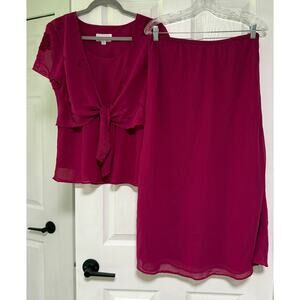 Studio I Women's Chiffon Two Piece Top Skirt Set Size 10